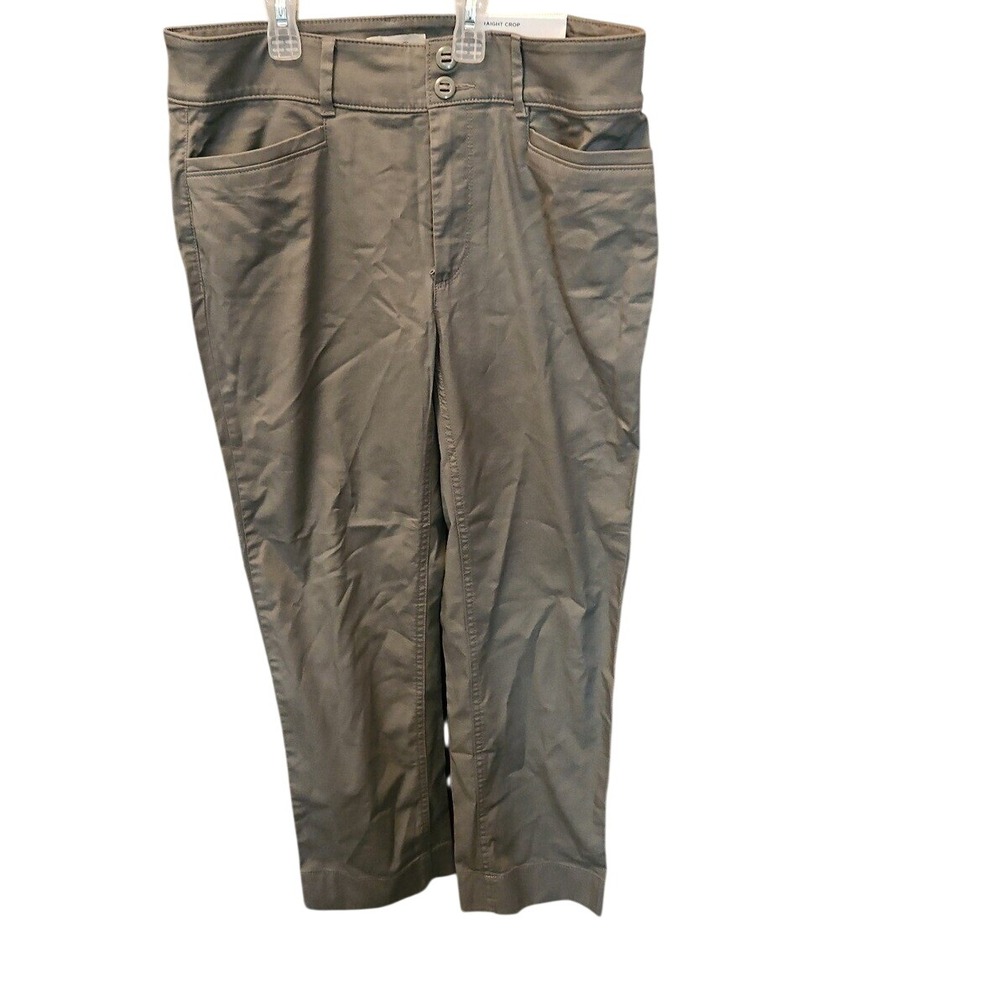 LOFT Straight Crop Pants Casual Career Olive Green Size 4 NWT